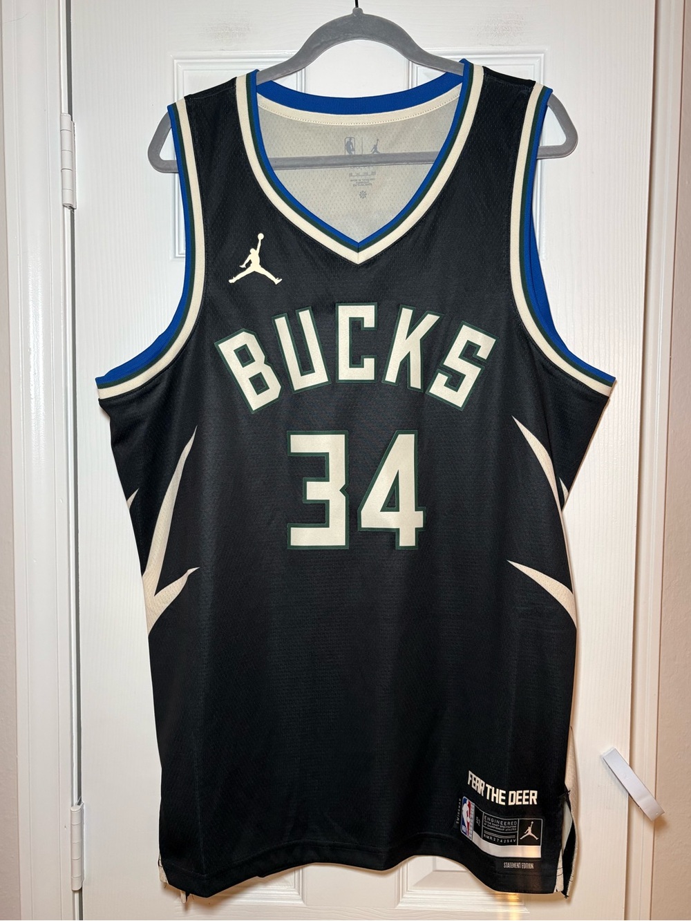 Jordan Giannis Antetokounmpo Bucks #34 Swingman Jersey XL